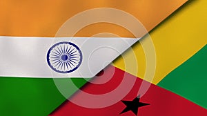 The flags of India and Guinea Bissau. News, reportage, business background. 3d illustration photo