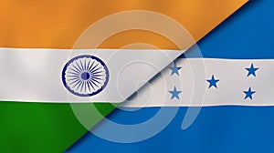 The flags of India and Honduras. News, reportage, business background. 3d illustration