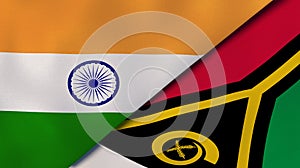 The flags of India and Vanuatu. News, reportage, business background. 3d illustration