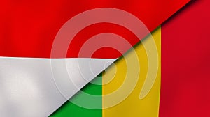 The flags of Indonesia and Mali. News, reportage, business background. 3d illustration