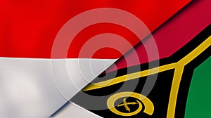 The flags of Indonesia and Vanuatu. News, reportage, business background. 3d illustration