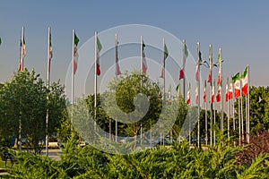 Flags of Iran at BabaTaher square in Hamadan, Ir photo