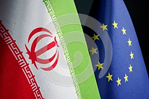 Flags of Iran and EU Europe Union. photo