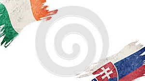 Flags of Ireland and Slovakia on white background