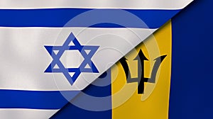 The flags of Israel and Barbados. News, reportage, business background. 3d illustration