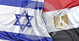 Flags of Israel and Egypt. 3D Rendering