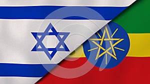 The flags of Israel and Ethiopia. News, reportage, business background. 3d illustration