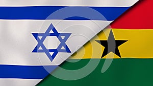 The flags of Israel and Ghana. News, reportage, business background. 3d illustration