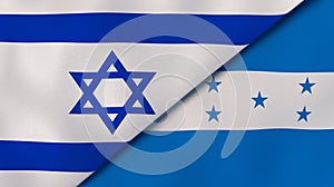 The flags of Israel and Honduras. News, reportage, business background. 3d illustration