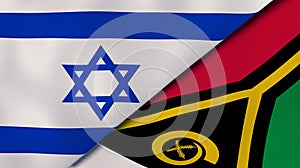 The flags of Israel and Vanuatu. News, reportage, business background. 3d illustration