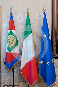 The Flags Of The Italian Republic, The Quirinale and The European Community