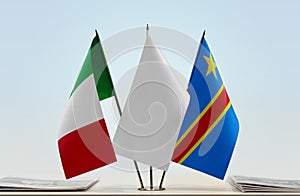 Flags of Italy and Democratic Republic of the Congo DRC, DROC, Congo-Kinshasa photo