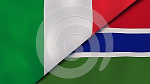 The flags of Italy and Gambia. News, reportage, business background. 3d illustration