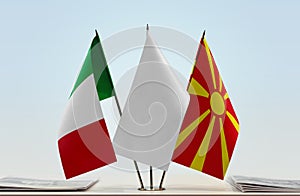 Flags of Italy and Macedonia FYROM