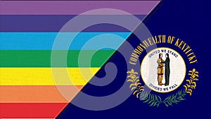 Flags of Kentucky and lgbt. sexual concept. flag of sexual minorities