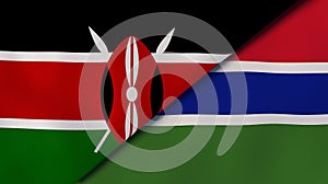 The flags of Kenya and Gambia. News, reportage, business background. 3d illustration