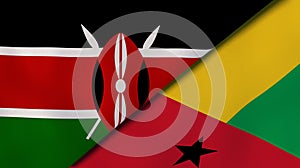 The flags of Kenya and Guinea Bissau. News, reportage, business background. 3d illustration photo