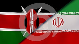 The flags of Kenya and Iran. News, reportage, business background. 3d illustration photo