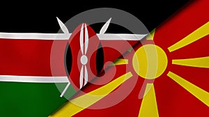 The flags of Kenya and Macedonia. News, reportage, business background. 3d illustration