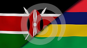The flags of Kenya and Mauritius. News, reportage, business background. 3d illustration photo