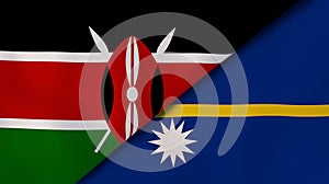 The flags of Kenya and Nauru. News, reportage, business background. 3d illustration photo