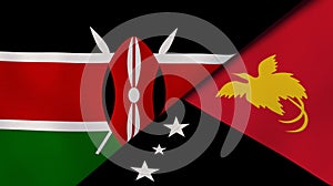 The flags of Kenya and Papua New Guinea. News, reportage, business background. 3d illustration