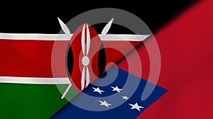 The flags of Kenya and Samoa. News, reportage, business background. 3d illustration photo