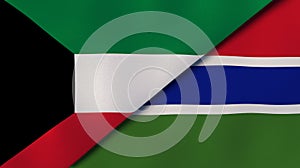 The flags of Kuwait and Gambia. News, reportage, business background. 3d illustration