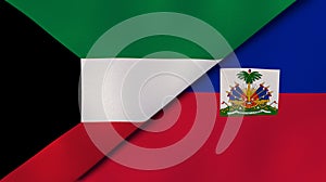The flags of Kuwait and Haiti. News, reportage, business background. 3d illustration