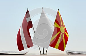 Flags of Latvia and Macedonia FYROM
