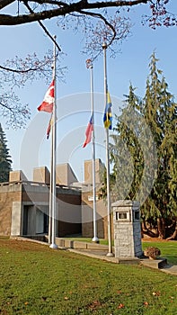 Flags Lowered in Honour of Murdered Police Officer at Burnaby RCMP Detachment