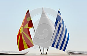 Flags of Macedonia FYROM and Greece