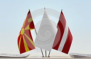 Flags of Macedonia FYROM and Latvia