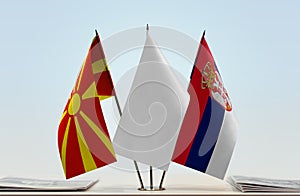 Flags of Macedonia FYROM and Serbia