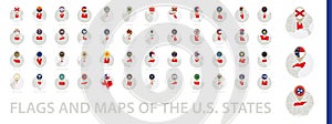 Flags and Maps of U.S. States, Alphabetically sorted flags and maps