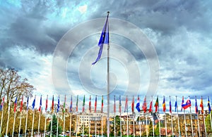 Flags of the member states of the Council of Europe in Strasbourg, France