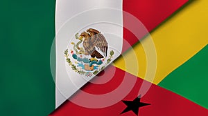 The flags of Mexico and Guinea Bissau. News, reportage, business background. 3d illustration photo