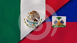 The flags of Mexico and Haiti. News, reportage, business background. 3d illustration