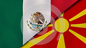 The flags of Mexico and Macedonia. News, reportage, business background. 3d illustration