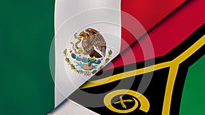 The flags of Mexico and Vanuatu. News, reportage, business background. 3d illustration