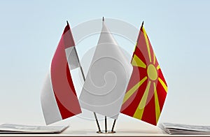 Flags of Monaco and Macedonia FYROM