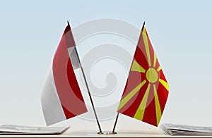 Flags of Monaco and Macedonia FYROM