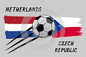 Flags of Netherlands And Czech Republic - Icon for euro football championship qualify - Grunge