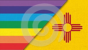 Flags of New Mexico and lgbt. sexual concept. flag of sexual minorities