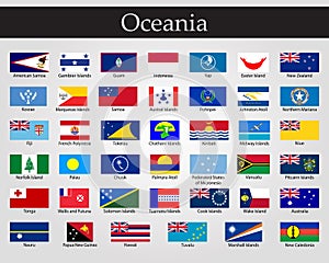 Flags of Oceania, all countries in original colors