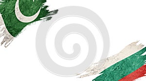 Flags of Pakistan and Bulgaria on white background