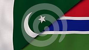 The flags of Pakistan and Gambia. News, reportage, business background. 3d illustration