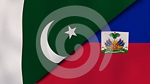 The flags of Pakistan and Haiti. News, reportage, business background. 3d illustration