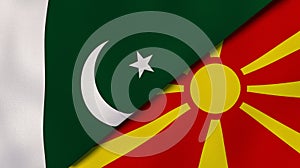 The flags of Pakistan and Macedonia. News, reportage, business background. 3d illustration