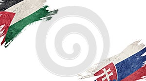 Flags of Palestine and Slovak Republic on white background